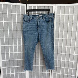 Loft Ankle Length Distressed Light Wash Stretch Jeans 34/18Petite